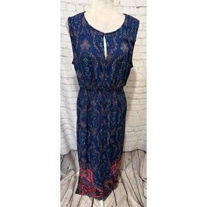 Coldwater Creek Maxi Tank Dress Woman's Blue Knit Sleeveless Pockets Size XL